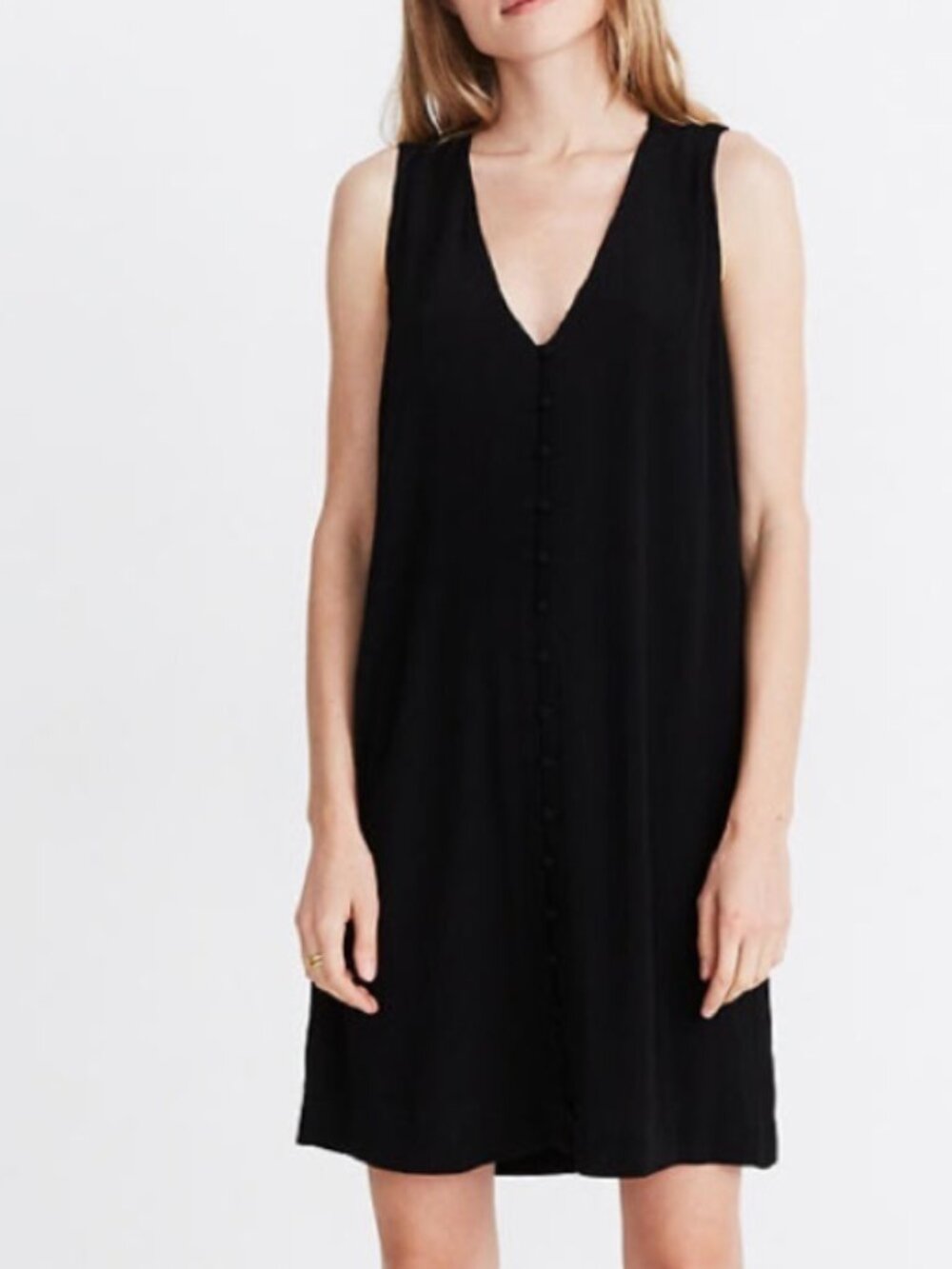 Madewell Black Heather Button Front Tank Dress Mini Medium M EUC
